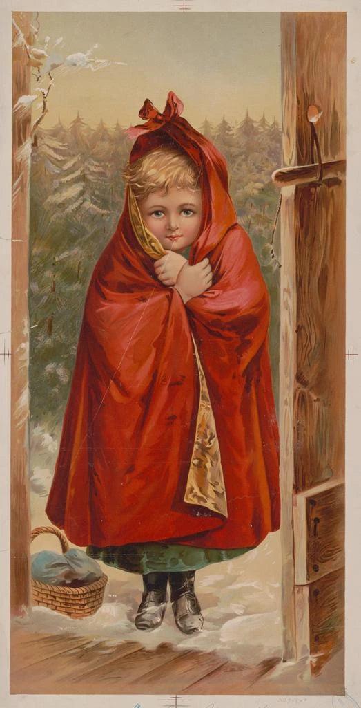 Maalauksen jäljennös Punahilkka - Sackett Wilhelms Litho