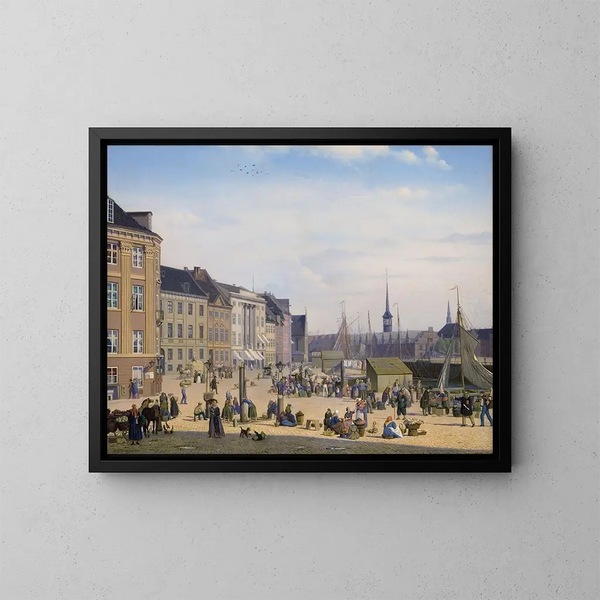 Place Hjbro, un marché à Copenhague - Sally Henriques — kehystetty taideteos seinällä