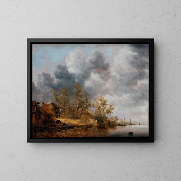 Une berge néerlandaise - Salomon van Ruysdael — kehystetty taideteos seinällä