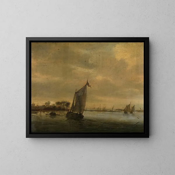 Eau calme - Salomon van Ruysdael — kehystetty taideteos seinällä