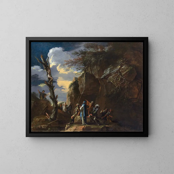 Ristiinnaulitseminen Polykrates - Salvator Rosa — kehystetty taideteos seinällä