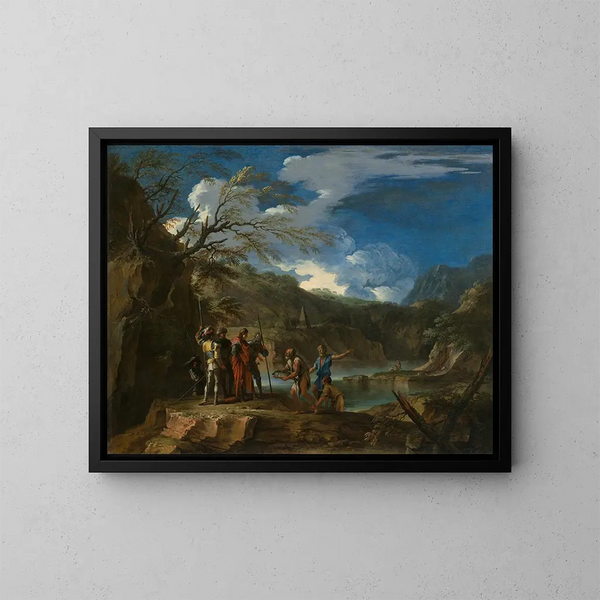 Polycrate et le pêcheur - Salvator Rosa — kehystetty taideteos seinällä