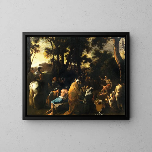Le Sermon de Saint Jean-Baptiste - Salvator Rosa — kehystetty taideteos seinällä