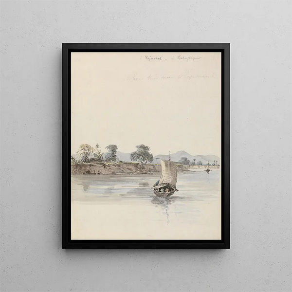 Vue sur la rivière près de Rajmahal - Samuel Davis — kehystetty taideteos seinällä