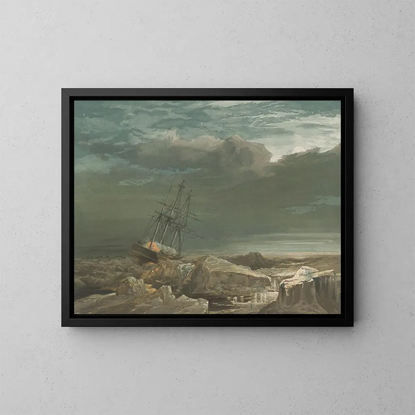 HMS Investigator dans les glaces - Samuel Gurney Cresswell — kehystetty taideteos seinällä
