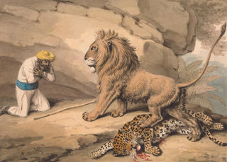 Samuel Howitt - A Lion Standing over a Wounded Leapard.webp