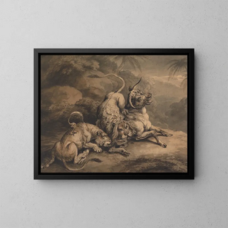 Samuel Howitt - Lion and Lioness Attacking a Steer.webp