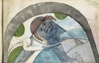 Samuel Jessurun de Mesquita - Antropomorf figuur met een harlekijnsmuts onder een boog.webp
