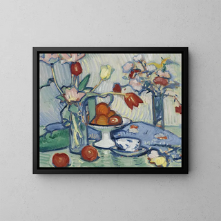 Tulipes et une cafetière - Samuel John Peploe — kehystetty taideteos seinällä