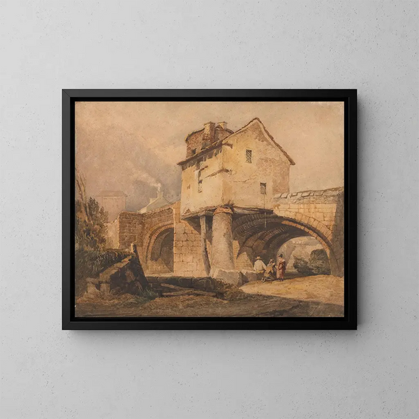 Le pont de Monnow à Monmouthshire - Samuel Prout — kehystetty taideteos seinällä