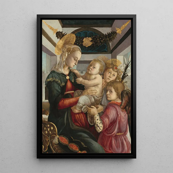 La Vierge à l'Enfant avec des anges - Sandro Botticelli — kehystetty taideteos seinällä