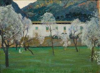 Ferme blanche à Bunyola, Majorque - Santiago Rusiñol — näkymä teoksesta