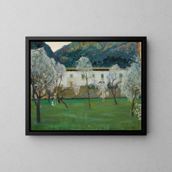 Ferme blanche à Bunyola, Majorque - Santiago Rusiñol — kehystetty taideteos seinällä