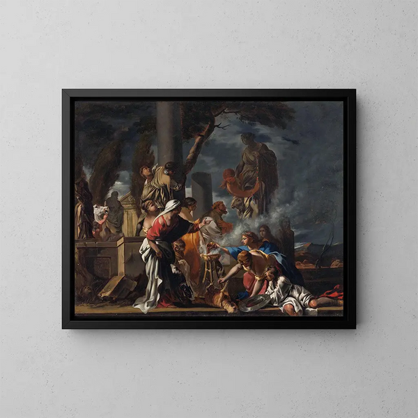 Le roi Salomon sacrifiant aux idoles - Sébastien Bourdon — kehystetty taideteos seinällä