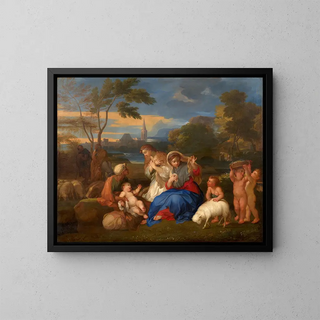 Sbastien Bourdon - Le Repos de la Sainte Famille avec sainte Catherine.webp