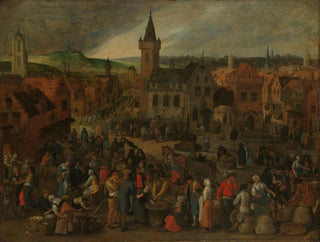 Päivän markkinat flamandilaisessa kaupungissa - Sebastian Vrancx — näkymä teoksesta