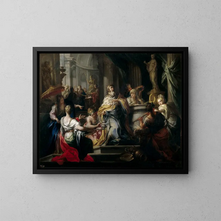 Salomonin palvonnan - Sebastiano Conca — kehystetty taideteos seinällä