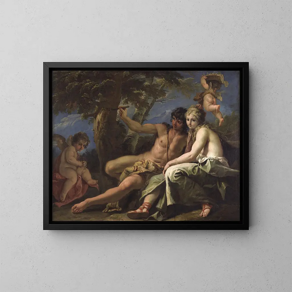 Angélique et Médor - Sebastiano Ricci — kehystetty taideteos seinällä