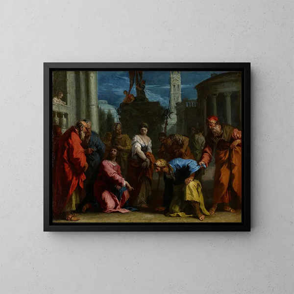 Le Christ et la femme adultère - Sebastiano Ricci — kehystetty taideteos seinällä