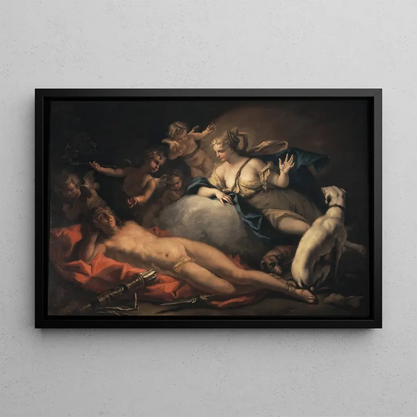 Diane ja Endymion - Sebastiano Ricci — kehystetty taideteos seinällä