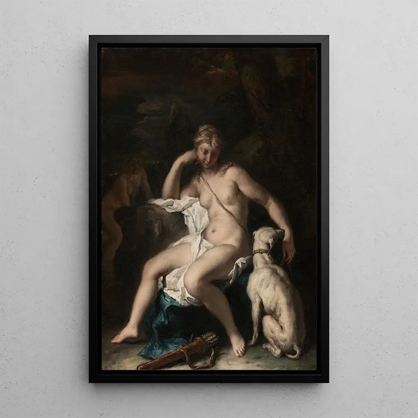 Diane et son chien - Sebastiano Ricci — kehystetty taideteos seinällä