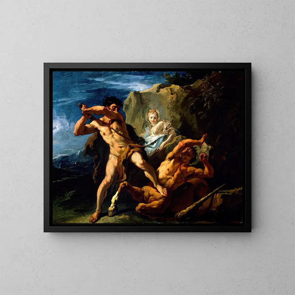 Herkules surmaamassa centaari Nessusta - Sebastiano Ricci — kehystetty taideteos seinällä