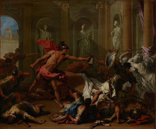 Perseus kohtaamassa Phineuksen ja Medusan pään - Sebastiano Ricci — näkymä teoksesta