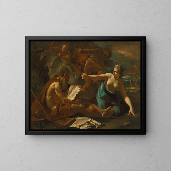 La Tentation de saint Antoine - Sebastiano Ricci — kehystetty taideteos seinällä