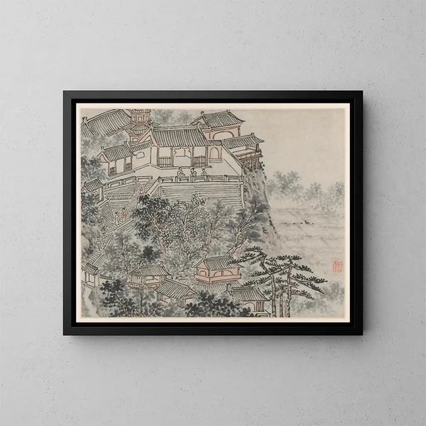 La terrasse des cinq sages - Shen Zhou — kehystetty taideteos seinällä