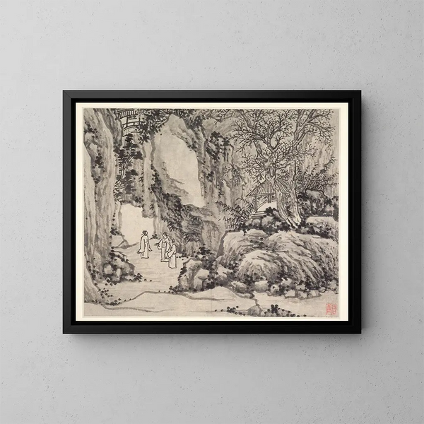 La colline du tigre à l'épée - Shen Zhou — kehystetty taideteos seinällä