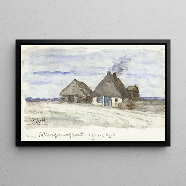 Sientje Mesdag Van Houten - Nieuwjaarsgroet met boerderij.webp