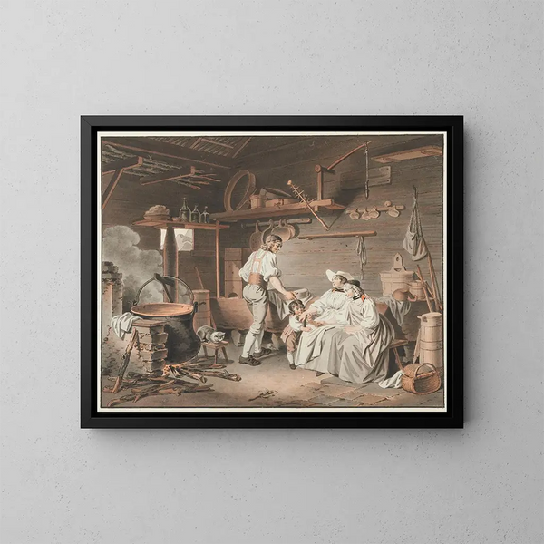 La Visite au chalet - Sigmund Freudenberger — kehystetty taideteos seinällä