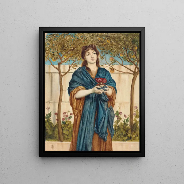 Diane-papitär, joka tarjoaa kurjenpolvia - Simeon Solomon — kehystetty taideteos seinällä
