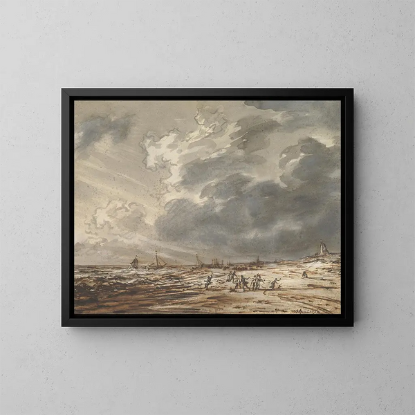 La Plage à Scheveningen - Simon Andreas Krausz — kehystetty taideteos seinällä