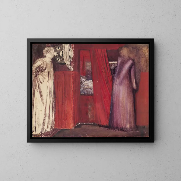 La belle Rosamund et la reine Éléonore - Sir Edward Coley Burne-Jones — kehystetty taideteos seinällä