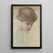 Dorothy Dene'n pään muotokuvan tutkimus, katse alaspäin, Kultasten portaiden varten - Sir Edward Coley Burne-Jones — kehystetty taideteos seinällä