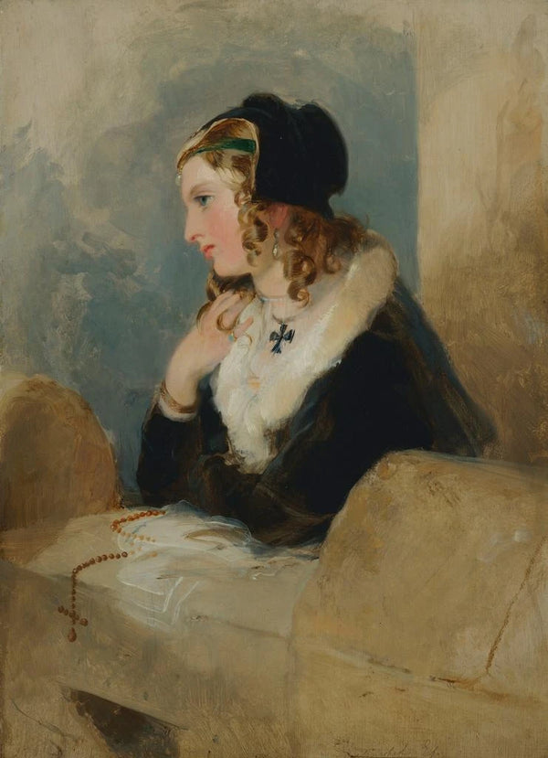 Catherine Seytonin muotokuva - Sir Edwin Henry Landseer — kehystetty taideteos seinällä