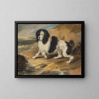 Le caniche tapageur appartenant à l'honorable Frederick Byng - Sir Edwin Henry Landseer — kehystetty taideteos seinällä