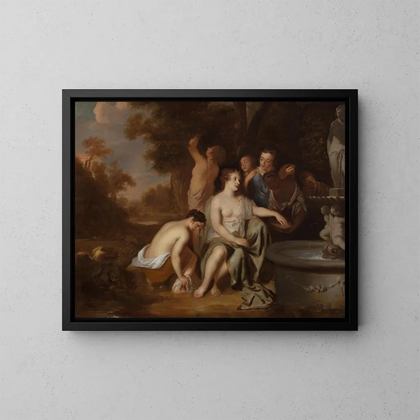 Diane et ses nymphes à une fontaine - Sir Peter Lely — kehystetty taideteos seinällä
