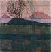 Auringonlasku - Egon Schiele — näkymä teoksesta