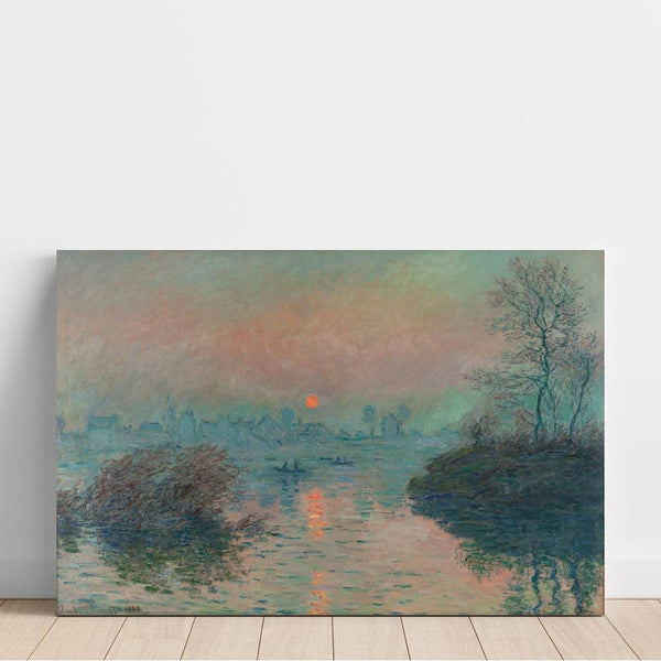 Maalauksen jäljennös Auringonlasku Seine-joella Lavacourtissa, talvivaikutelma - Claude Monet