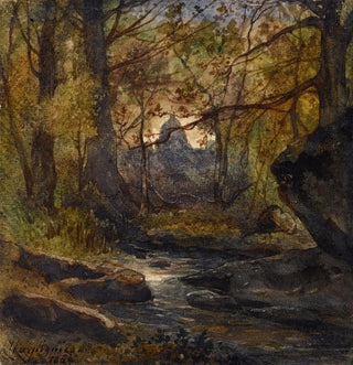 HenriJoseph Harpignies - Sous bois avec un dme dans le lointain.webp