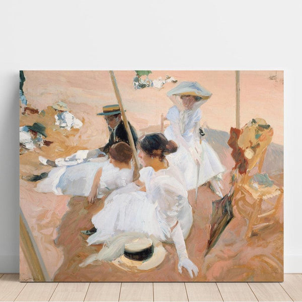 Maalauksen jäljennös Katoksen alla, Zarauzin rannalla - Joaquín Sorolla