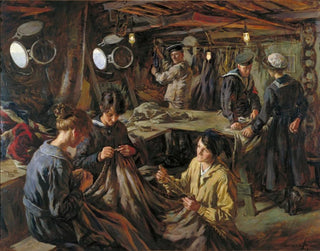 Notation des WRNS en confection de voiles à bord du HMS Essex à Devonport en 1918 - Stanhope Alexander Forbes — näkymä teoksesta