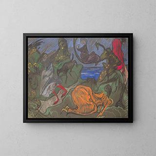 Composition avec des figures en mouvement - Stanisław Ignacy Witkiewicz — kehystetty taideteos seinällä