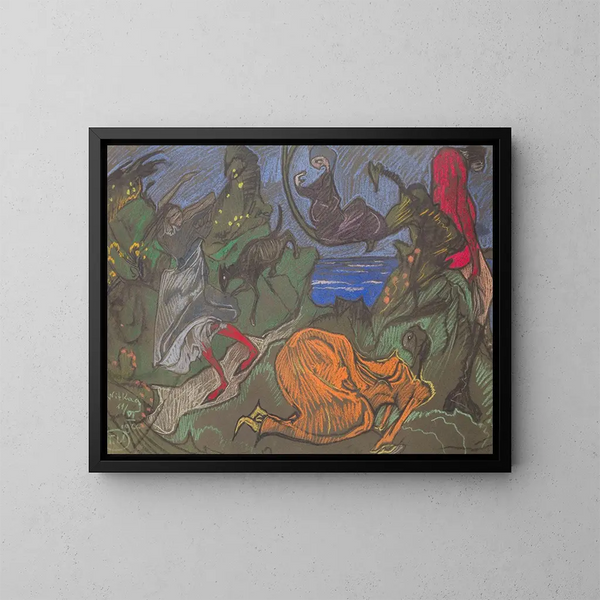 Composition avec des figures en mouvement - Stanisław Ignacy Witkiewicz — kehystetty taideteos seinällä