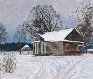maisema talvinen auringonlasku maalaus - Stanislav Yulianovich Zhukovsky — näkymä teoksesta