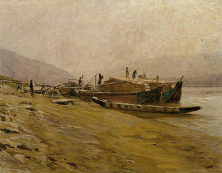 Bateaux de remorquage sur le Danube près de Spitz - Stefan Simony — näkymä teoksesta