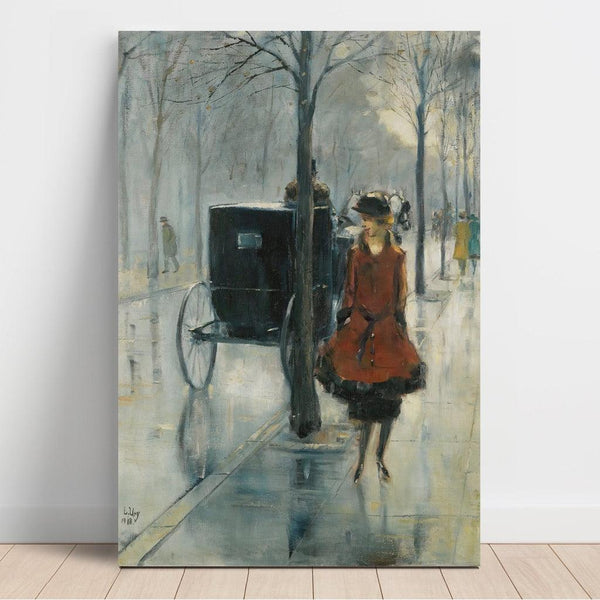 Strassenszene Mit Frau, Berlin de Lesser Ury | Reproduction Tableau Décoration murale affiche copie