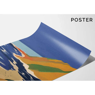 Tableau Coloré – Côte d’Été Vintage | Affiche Paysage Marin Style Rétro | Déco Inspirée des Affiches de Voyage pour Salon ou Bureau